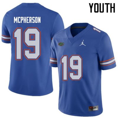 Youth Florida Gators #19 Evan McPherson NCAA Jordan Brand Royal Authentic Stitched College Football Jersey TNF6062CF